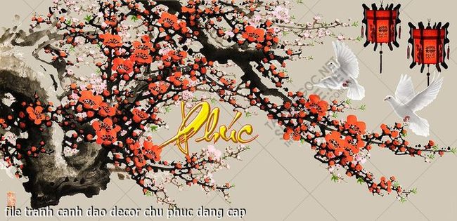 file tranh canh dao decor chu phuc dang cap